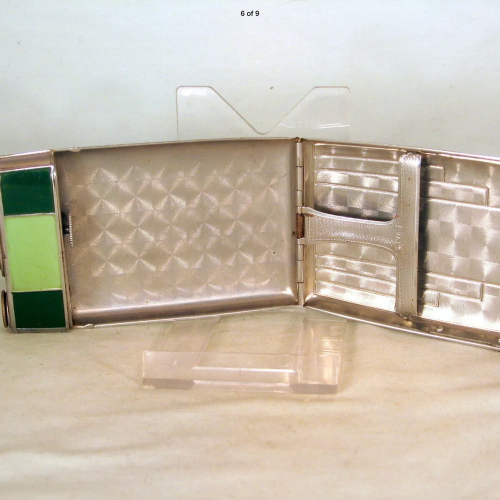 Vintage Green Evans Enameled Cigarette Case Stash - Picture 2 of 7